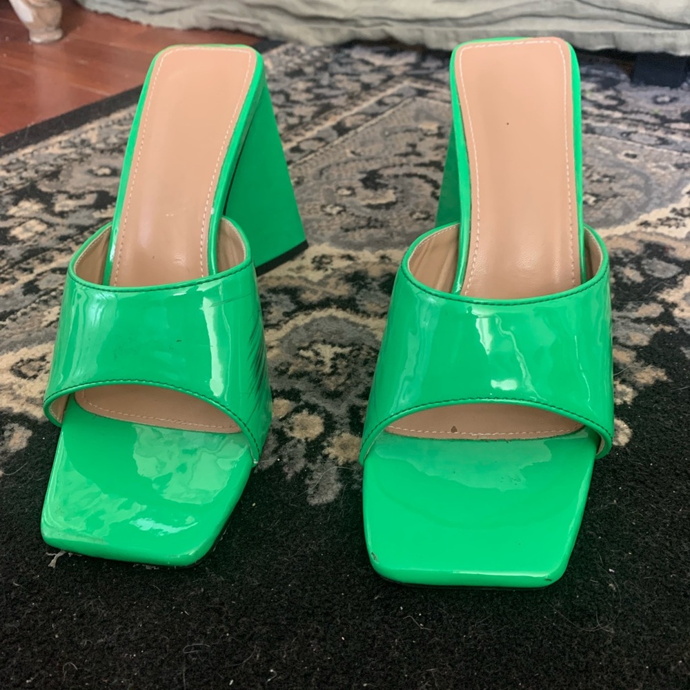 Green Patent Leather Women's Mules